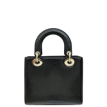 Christian Dior Black Shiny Snakeskin Lady Dior Small Bag Rovelle Bags