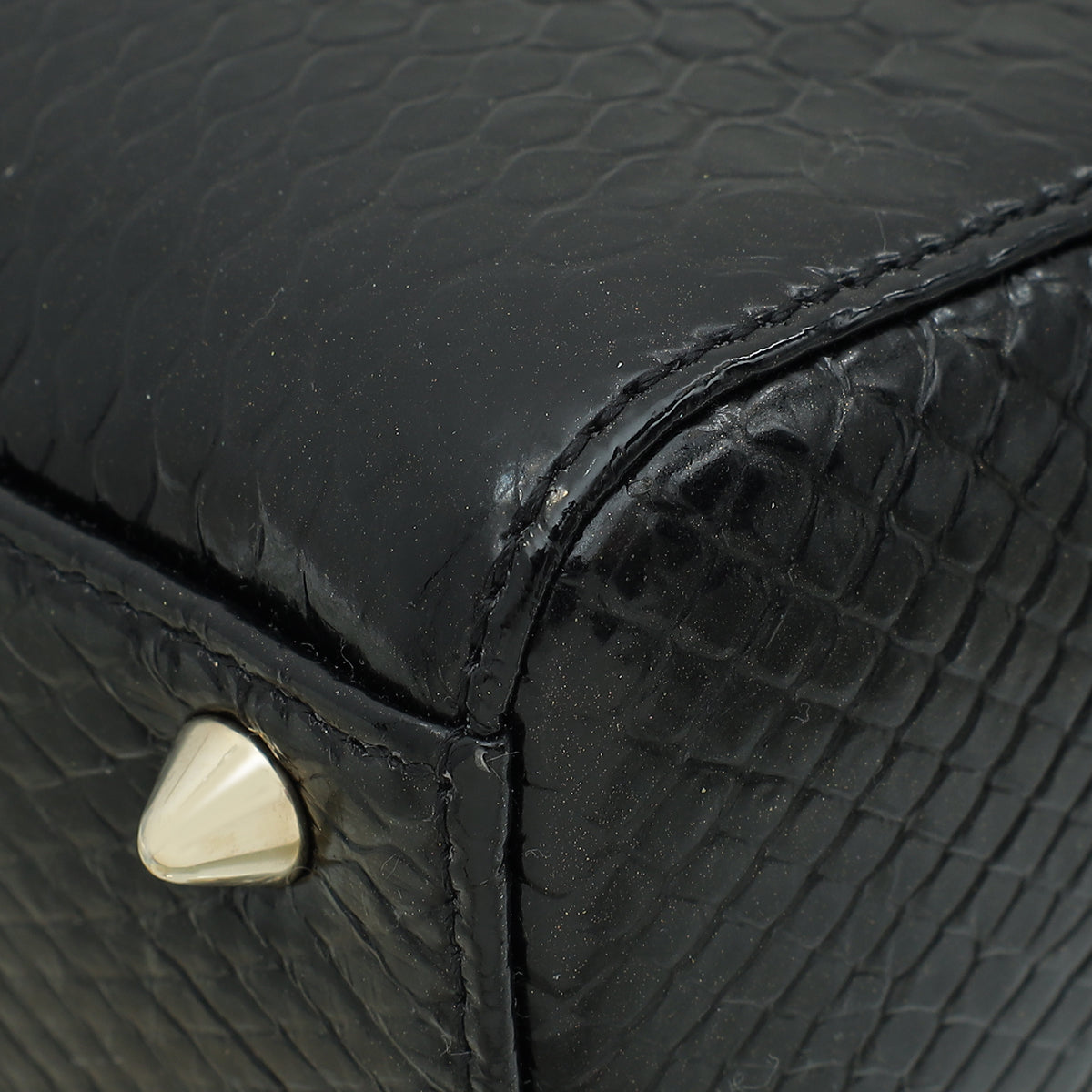 Christian Dior Black Shiny Snakeskin Lady Dior Small Bag Rovelle Bags