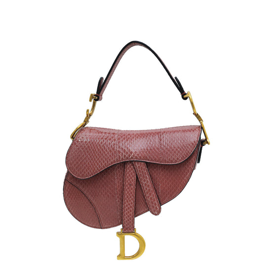 Christian Dior Mallow Rose Python Saddle Mini Bag Rovelle Bags