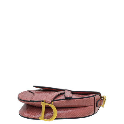 Christian Dior Mallow Rose Python Saddle Mini Bag Rovelle Bags
