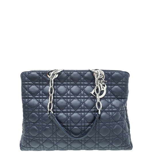 Christian Dior Navy Blue Lady Dior Soft Tote Large Bag Rovelle Bags