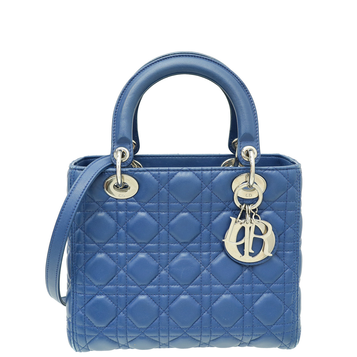 Dior Lady Dior Leather Handbag Blue Rovelle Bags