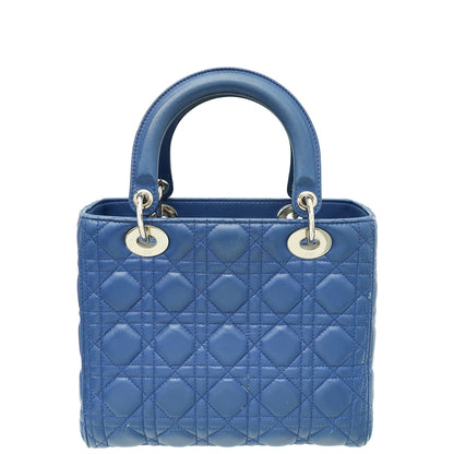 Dior Lady Dior Leather Handbag Blue Rovelle Bags