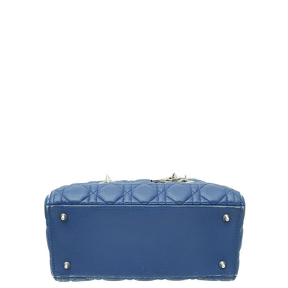 Dior Lady Dior Leather Handbag Blue Rovelle Bags