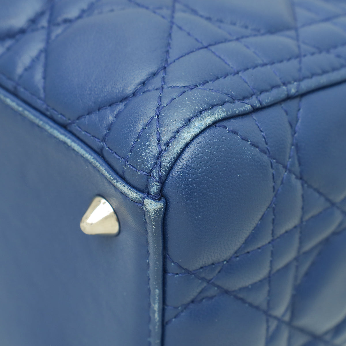 Dior Lady Dior Leather Handbag Blue Rovelle Bags