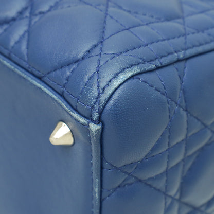 Dior Lady Dior Leather Handbag Blue Rovelle Bags