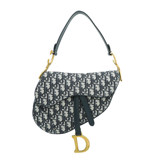 Christian Dior Navy Blue Saddle Oblique Medium Bag Rovelle Bags
