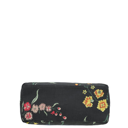Christian Dior Black Multicolor Petites Fleurs Print Diortravel Nomad Medium Pouch Rovelle Bags