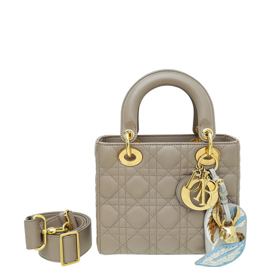 Christian Dior Beige Lady Dior With Embroidered Address Tag Small Bag Rovelle Bags