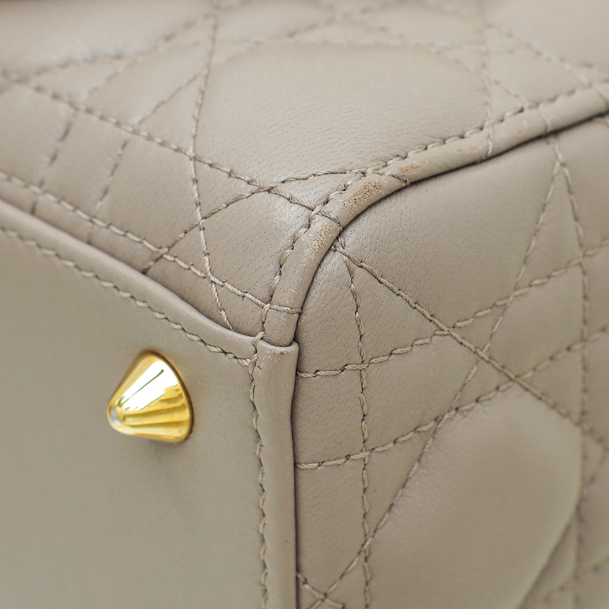 Christian Dior Beige Lady Dior With Embroidered Address Tag Small Bag Rovelle Bags