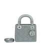 Christian Dior Grey Satin Strass Cannage Lady Dior Mini Bag Rovelle Bags