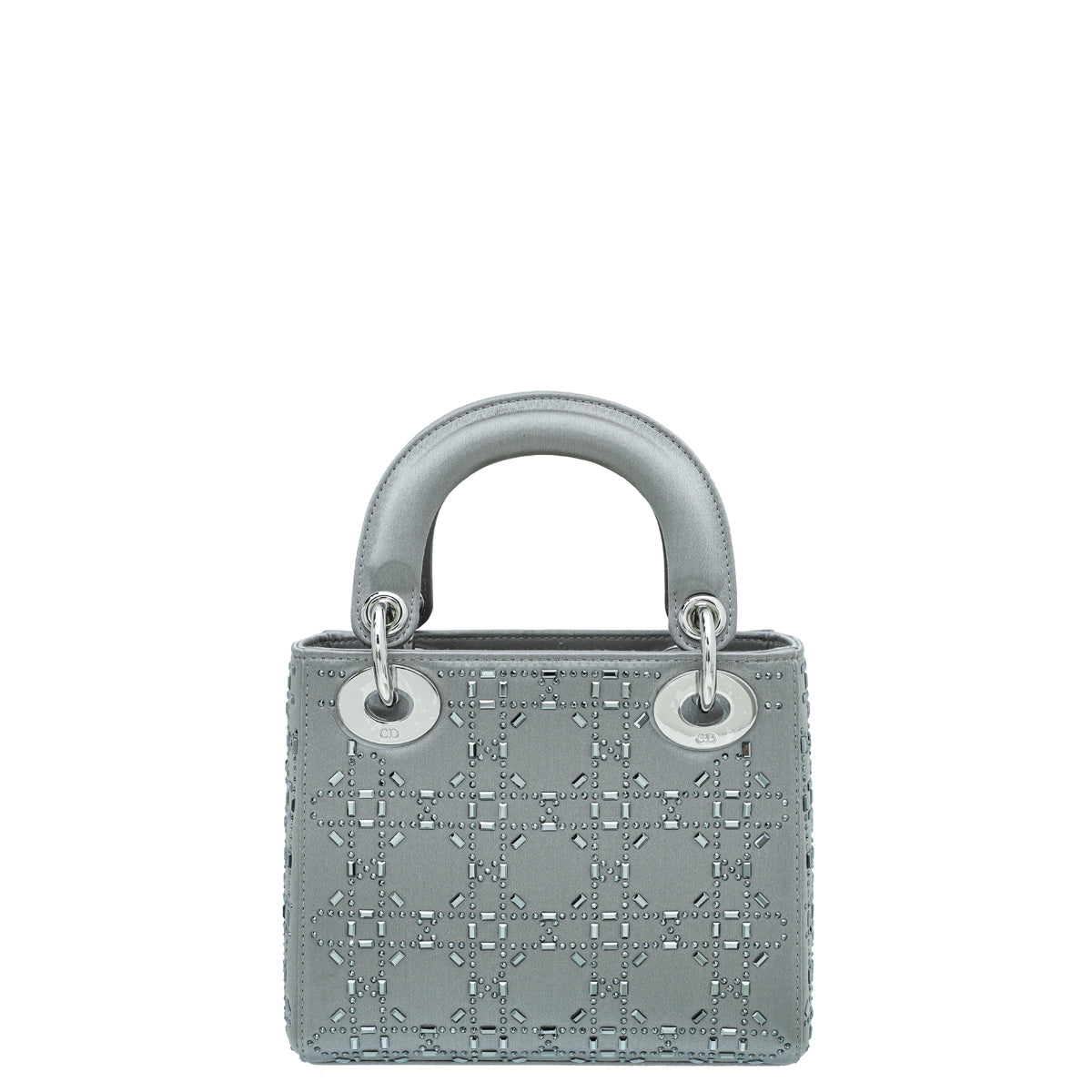 Christian Dior Grey Satin Strass Cannage Lady Dior Mini Bag Rovelle Bags