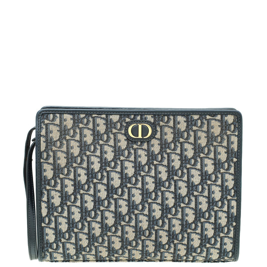 Christian Dior Navy Blue Oblique 30 Montaigne Dea Pouch Rovelle Bags
