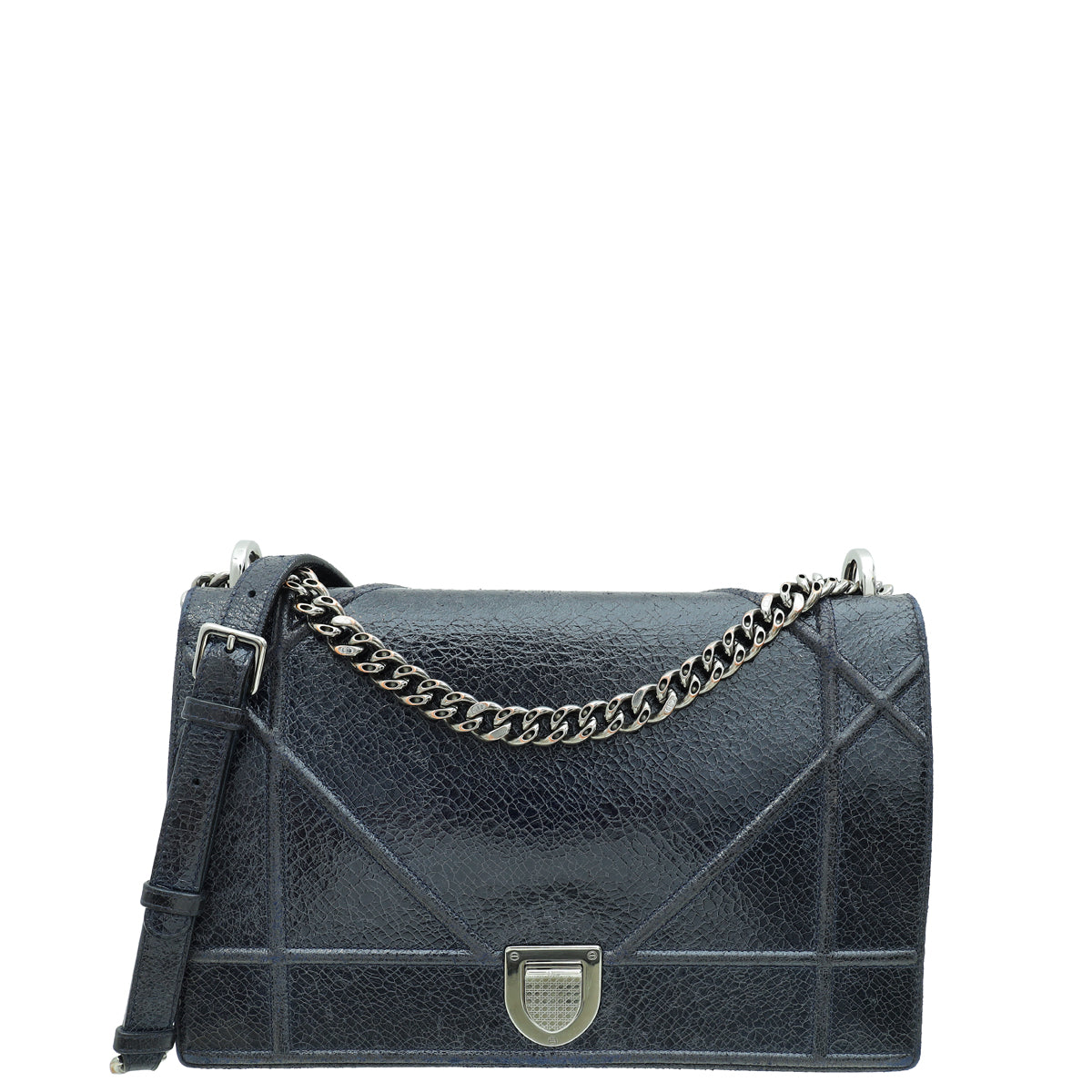 Christian Dior Navy Blue Diorama Ceramic Effect Large Flap Bag Rovelle Bags