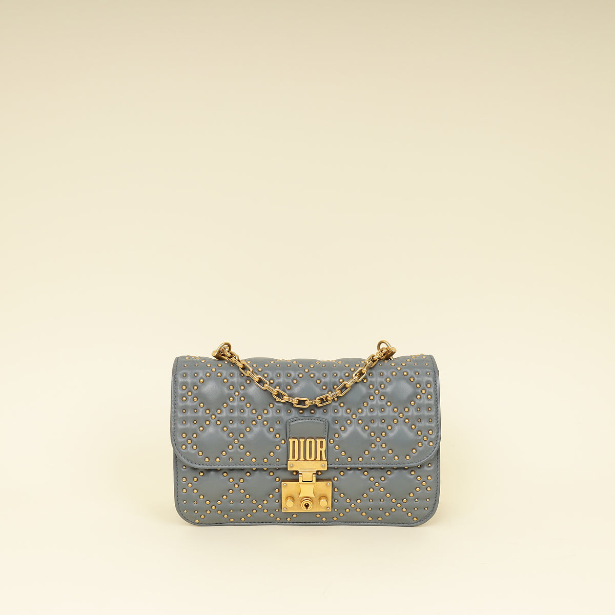 Christian Dior Bluish Grey Cannage Studded Dioraddict Flap Bag Rovelle Bags