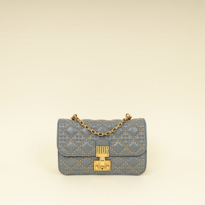 Christian Dior Bluish Grey Cannage Studded Dioraddict Flap Bag Rovelle Bags