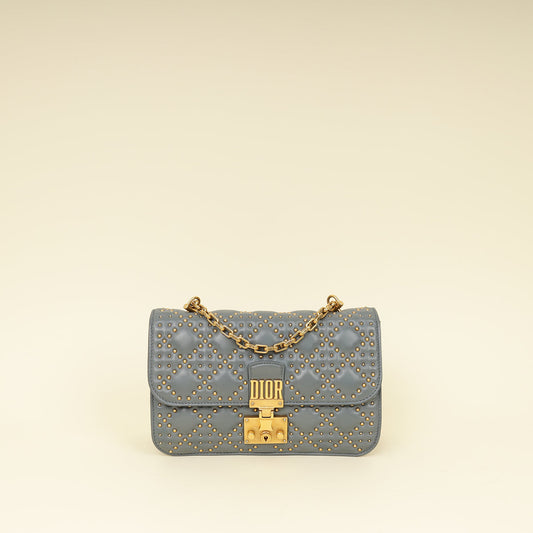 Christian Dior Bluish Grey Cannage Studded Dioraddict Flap Bag Rovelle Bags