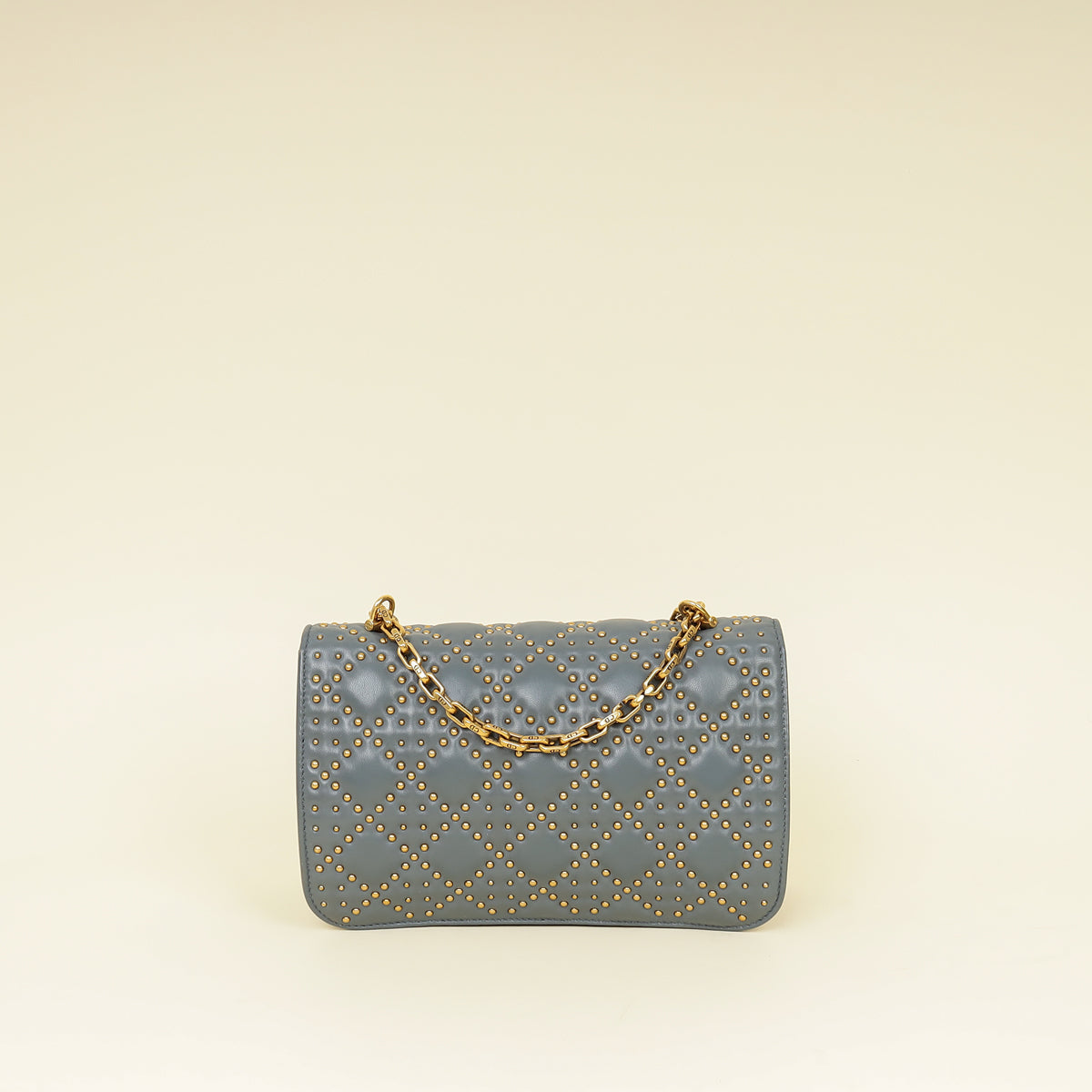 Christian Dior Bluish Grey Cannage Studded Dioraddict Flap Bag Rovelle Bags