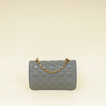 Christian Dior Bluish Grey Cannage Studded Dioraddict Flap Bag Rovelle Bags