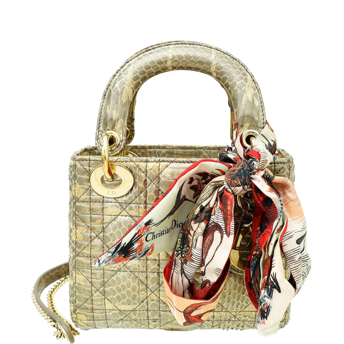 Dior Lady Dior Leather Handbag Gold Rovelle Bags