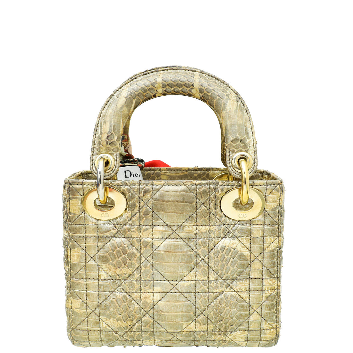 Dior Lady Dior Leather Handbag Gold Rovelle Bags