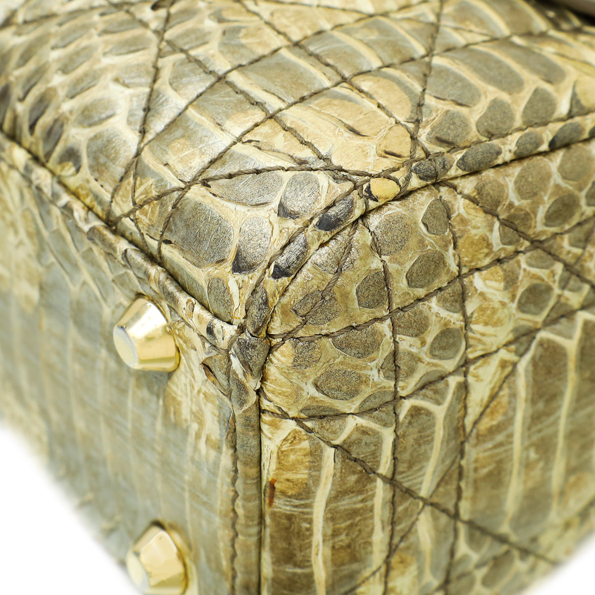 Dior Lady Dior Leather Handbag Gold Rovelle Bags