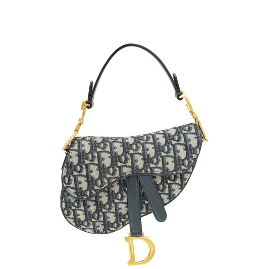 Christian Dior Navy Blue Oblique Saddle Mini Bag Rovelle Bags