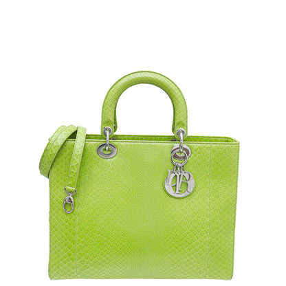 Christian Dior Kiwi Python Lady Dior Large Bag Rovelle Bags