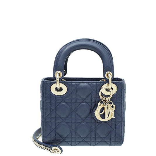 Christian Dior Navy Blue Lady Dior Mini Chain Bag Rovelle Bags