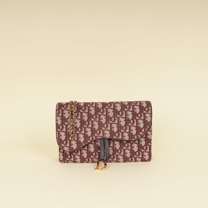 Christian Dior Burgundy Oblique Saddle Chain Pouch Rovelle Bags