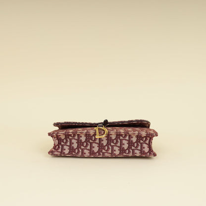 Christian Dior Burgundy Oblique Saddle Chain Pouch Rovelle Bags