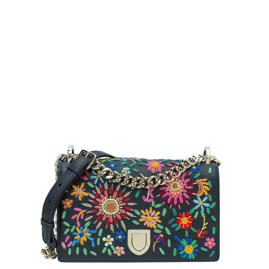 Christian Dior Black Embroidered Diorama Flap Small Bag Rovelle Bags