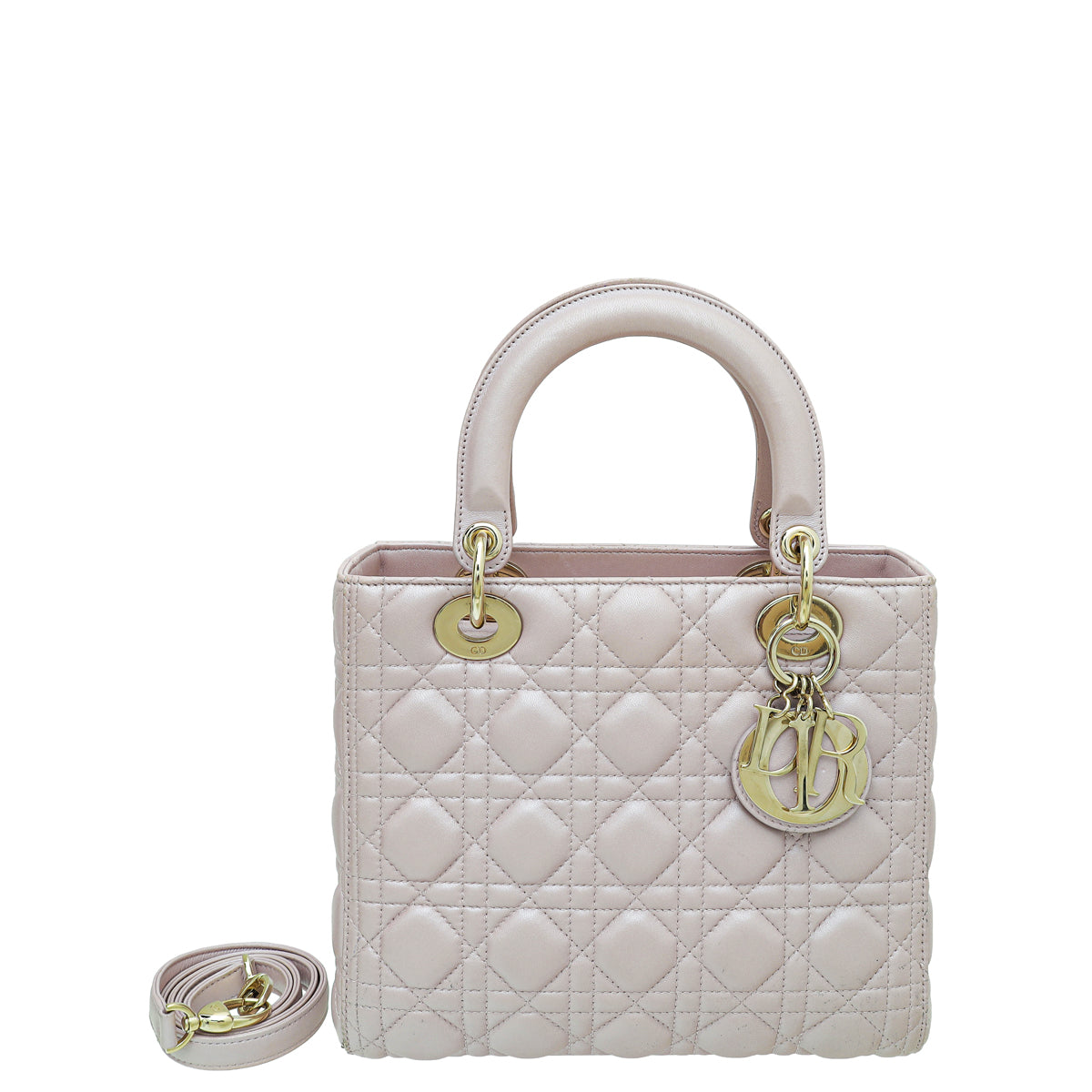 Christian Dior Light Pink Lady Dior Lambskin Medium Bag Rovelle Bags