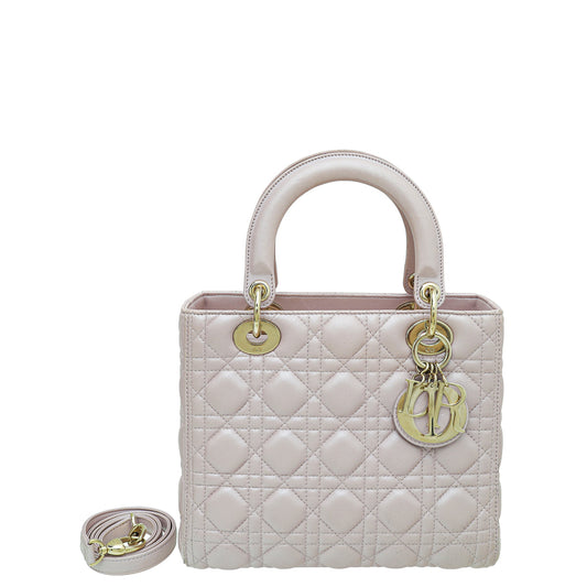Christian Dior Light Pink Lady Dior Lambskin Medium Bag Rovelle Bags
