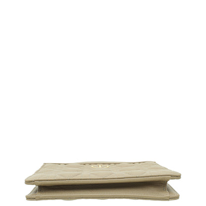 Christian Dior Sand Caro Zipped Pouch With Chain Rovelle Bags