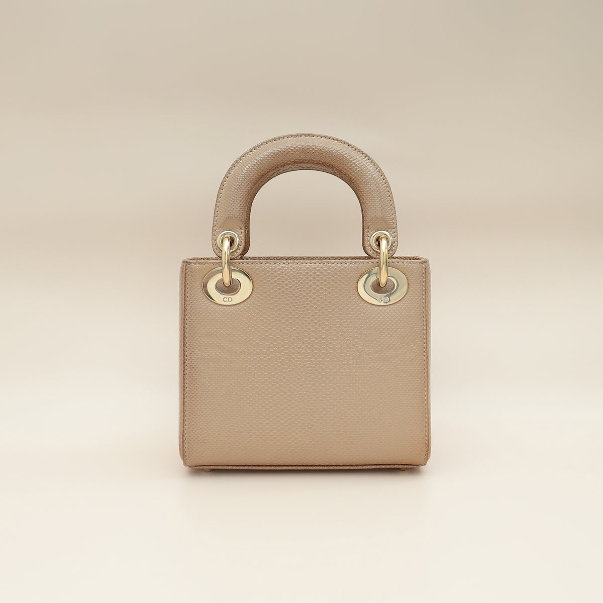 Christian Dior Metallic Beige Embossed Lizard Lady Dior Mini Bag Rovelle Bags