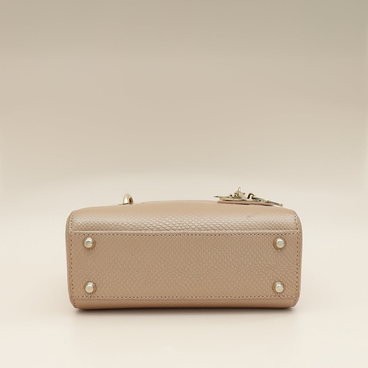 Christian Dior Metallic Beige Embossed Lizard Lady Dior Mini Bag Rovelle Bags