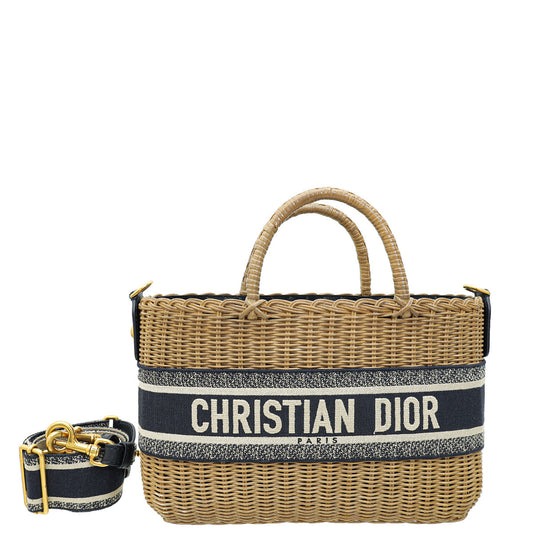 Christian Dior Bicolor Oblique Jacquard Wicker Basket Bag Rovelle Bags