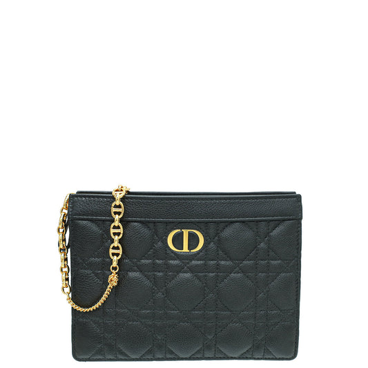 Christian Dior Black Caro Chain Zipped Pouch Rovelle Bags