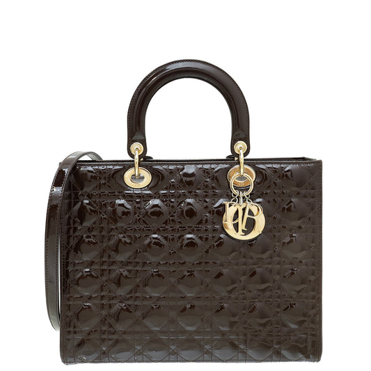 Christian Dior Chocolate Brown Lady Dior Large Bag Rovelle Bags