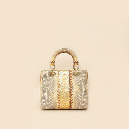 Christian Dior Bicolor Metallic Python Lady Dior Medium Bag Rovelle Bags
