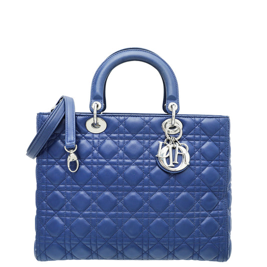 Christian Dior Blue Lady Dior Large Bag Rovelle Bags
