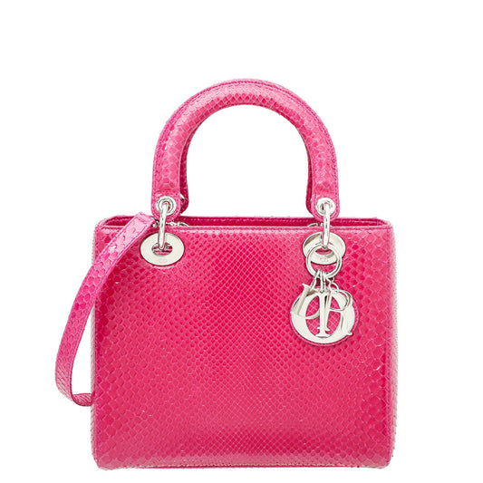 Christian Dior Fuchsia Python Lady Dior Medium Bag Rovelle Bags