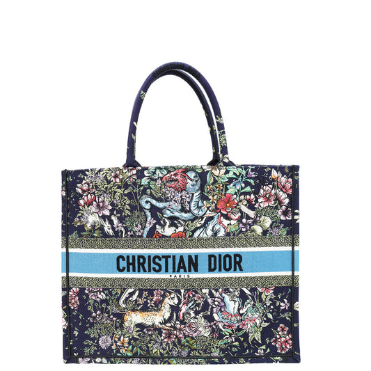 Christian Dior Navy Blue Multicolor Book Tote Embroidered D-Constellation Large Bag Rovelle Bags