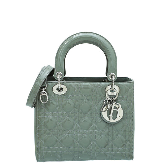 Christian Dior Light Gray Lady Dior Medium Bag Rovelle Bags