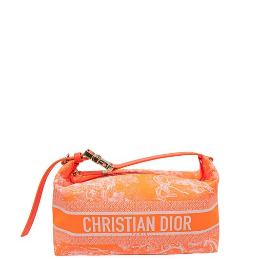 Christian Dior Orange Toile De Jouy Diortravel Nomad Medium Pouch Rovelle Bags