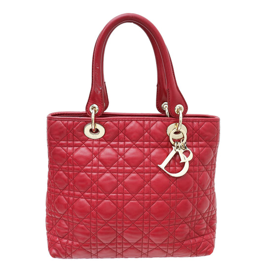 Christian Dior Red Lady Dior Cannage Soft Tote Bag Rovelle Bags