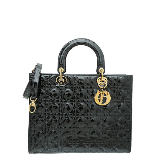 Christian Dior Black Lady Dior Large Bag Rovelle Bags