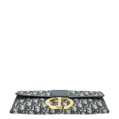 Christian Dior Navy Blue Oblique 30 Montaigne Chain Clutch Rovelle Bags