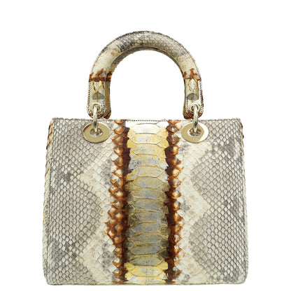 Christian Dior Beige Python Ombre Lady Dior Medium Bag Rovelle Bags